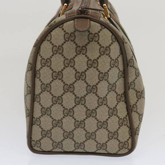 GUCCI GG Supreme Web Sherry Line Boston Bag Beige Red 24 02 007 Auth yk10839 - Picture 3 of 16
